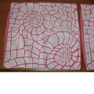 SET Pottery Barn Seashell Shell Beaded Throw Pillows Pillow Covers CORAL x 2